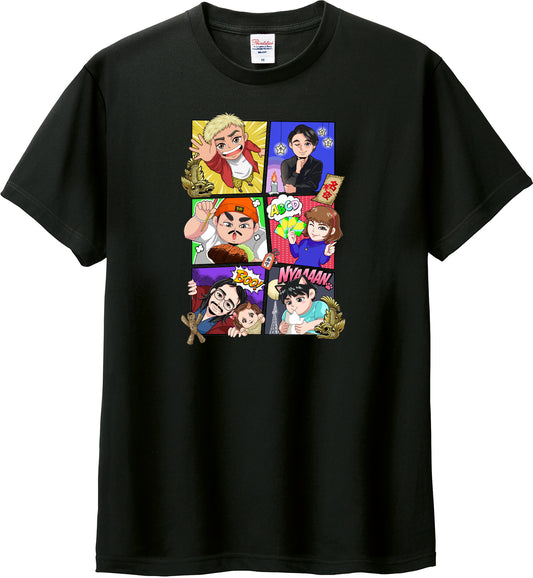 名古屋の怖い夜～参夜目～ アメコミ風イラスト黒Tシャツ